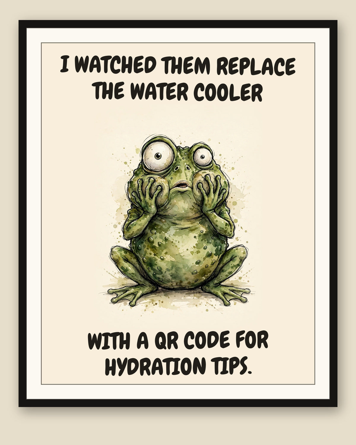 The same print shown framed with a cream mat — frame for display only, not included