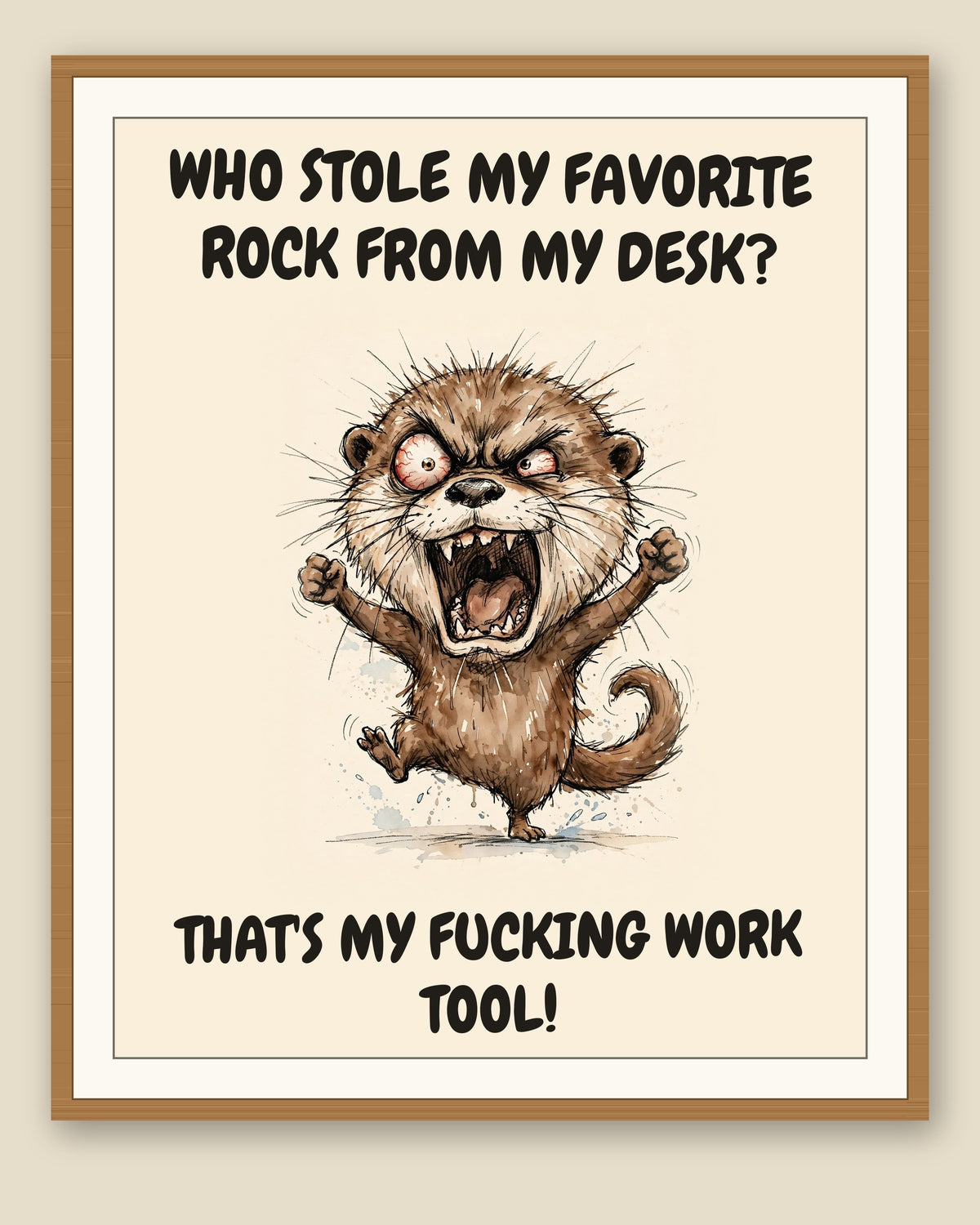 The same print shown framed with a cream mat — frame for display only, not included