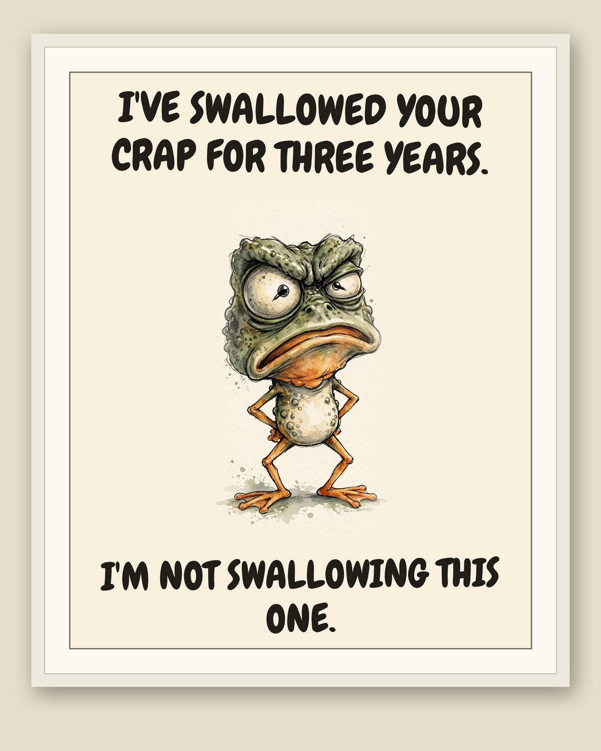 The same print shown framed with a cream mat — frame for display only, not included