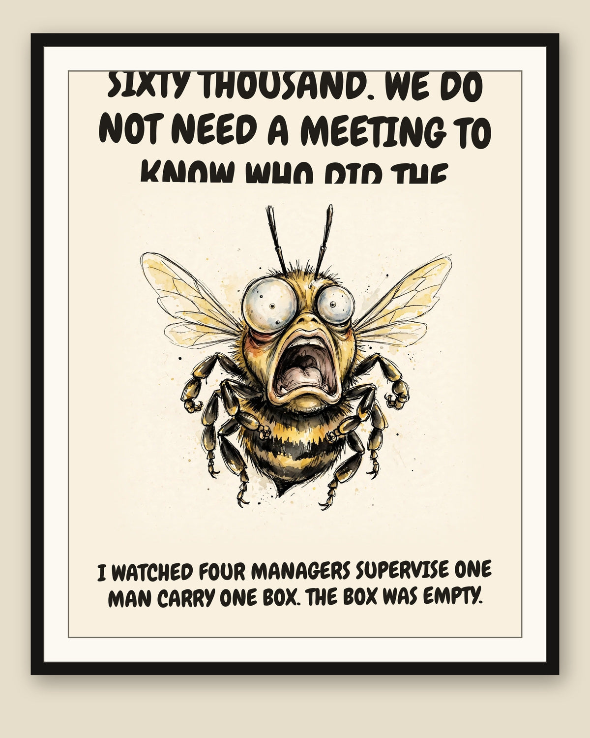 The same print shown framed with a cream mat — frame for display only, not included