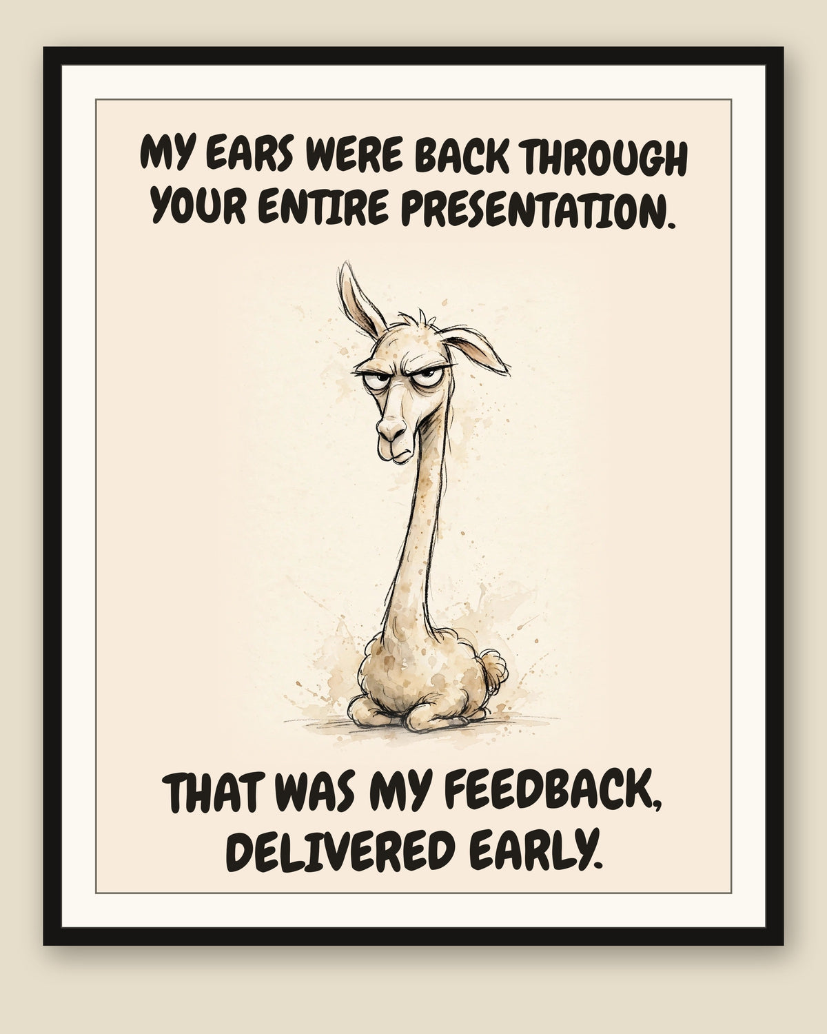 The same print shown framed with a cream mat — frame for display only, not included