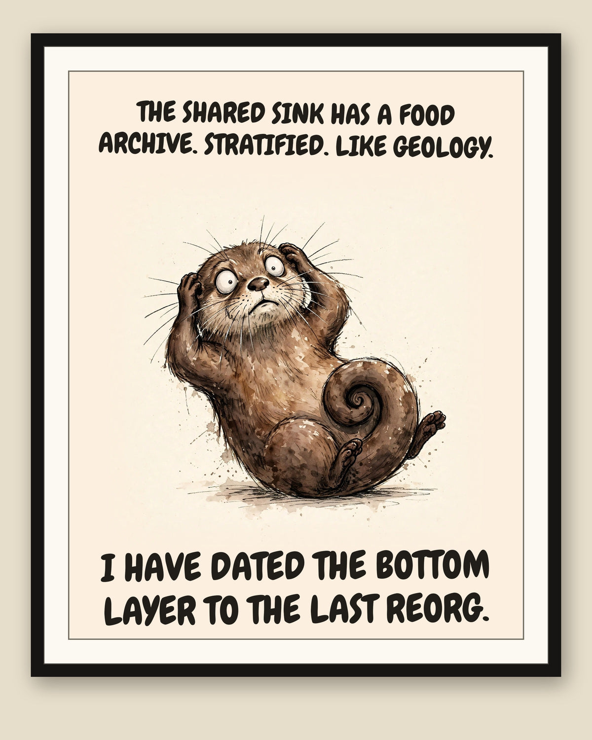 The same print shown framed with a cream mat — frame for display only, not included