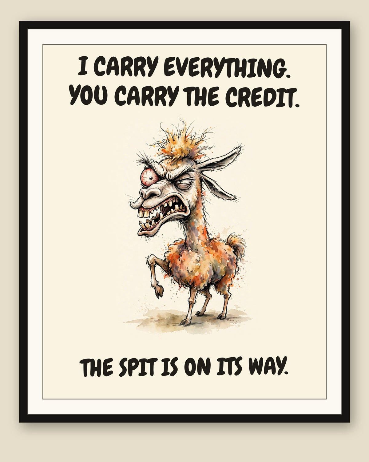 The same print shown framed with a cream mat — frame for display only, not included
