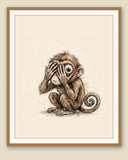 The same wordless print shown framed with a cream mat — frame for display only, not included