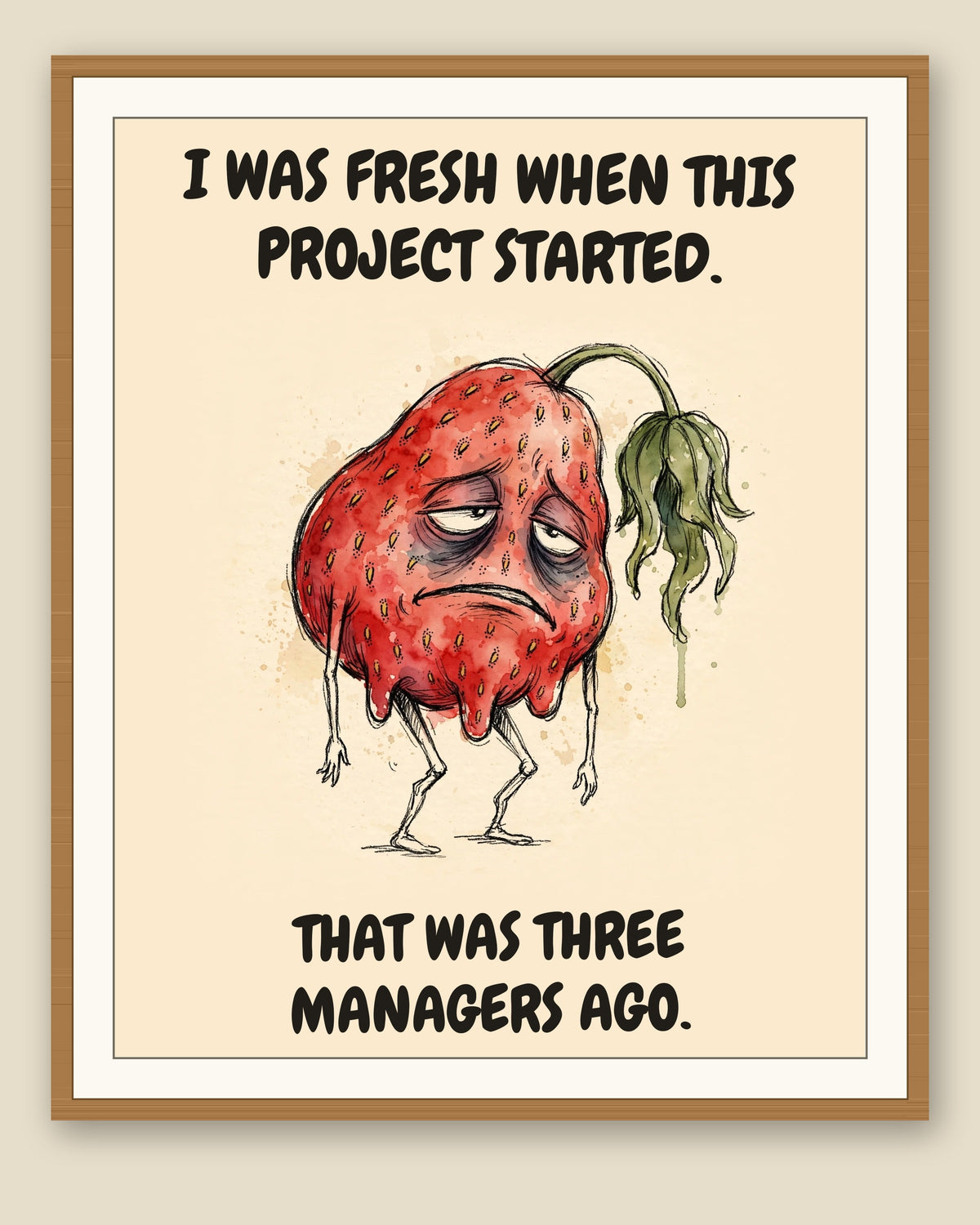 The same print shown framed with a cream mat — frame for display only, not included