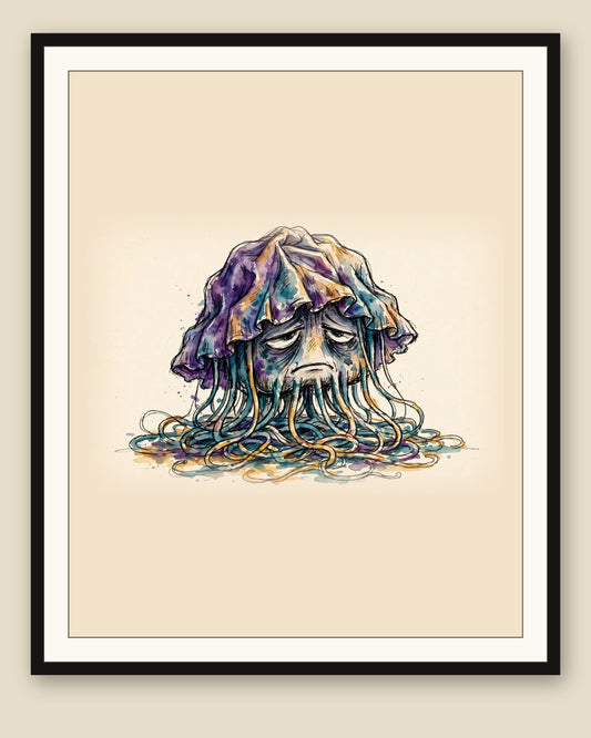 The same wordless print shown framed with a cream mat — frame for display only, not included