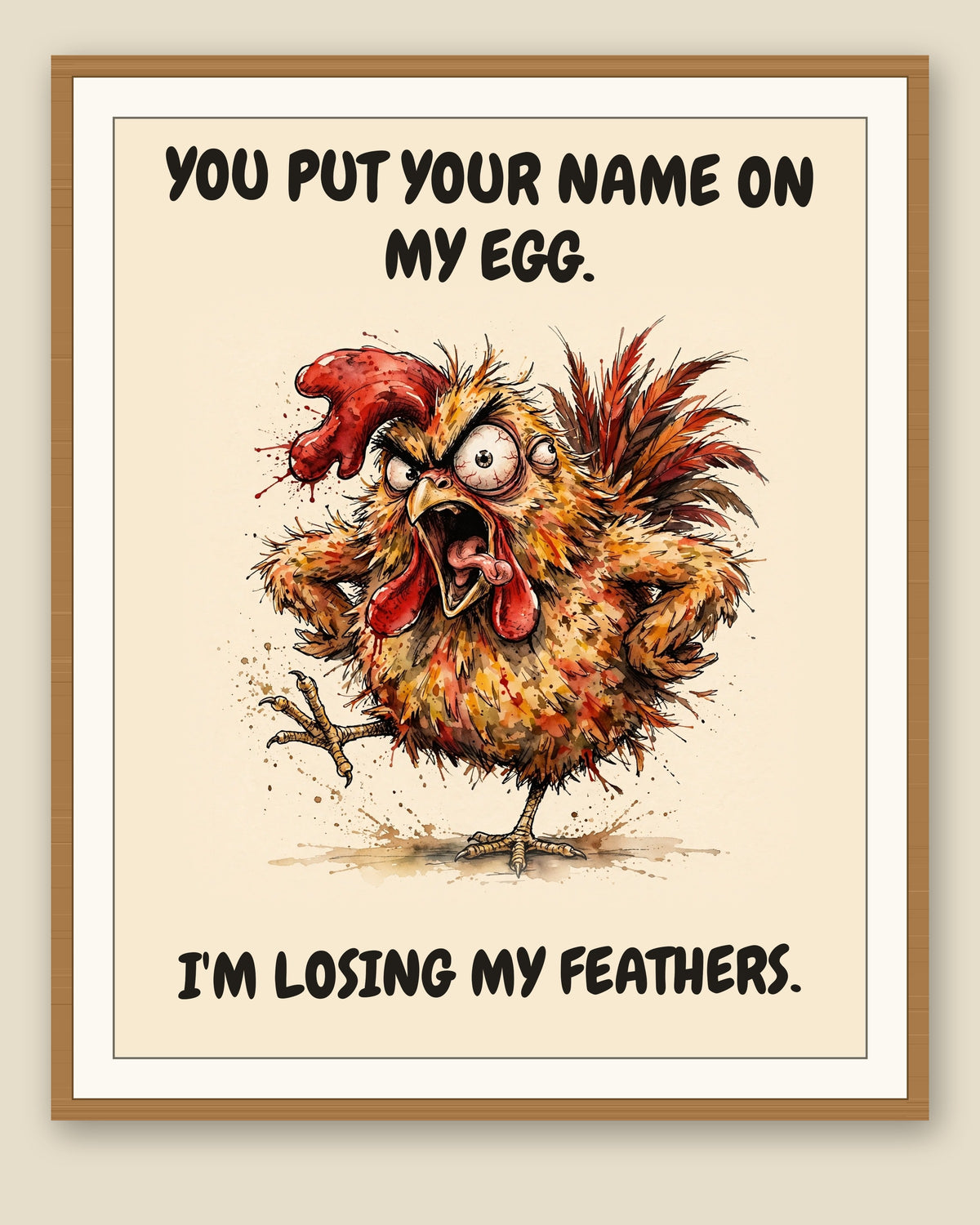 The same print shown framed with a cream mat — frame for display only, not included