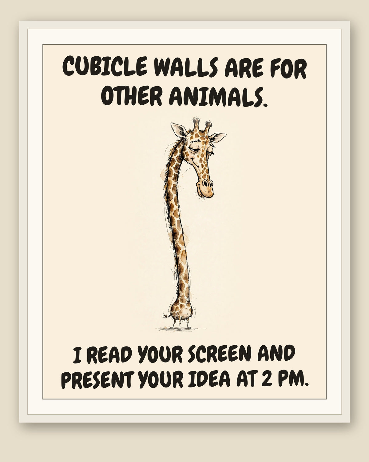 The same print shown framed with a cream mat — frame for display only, not included