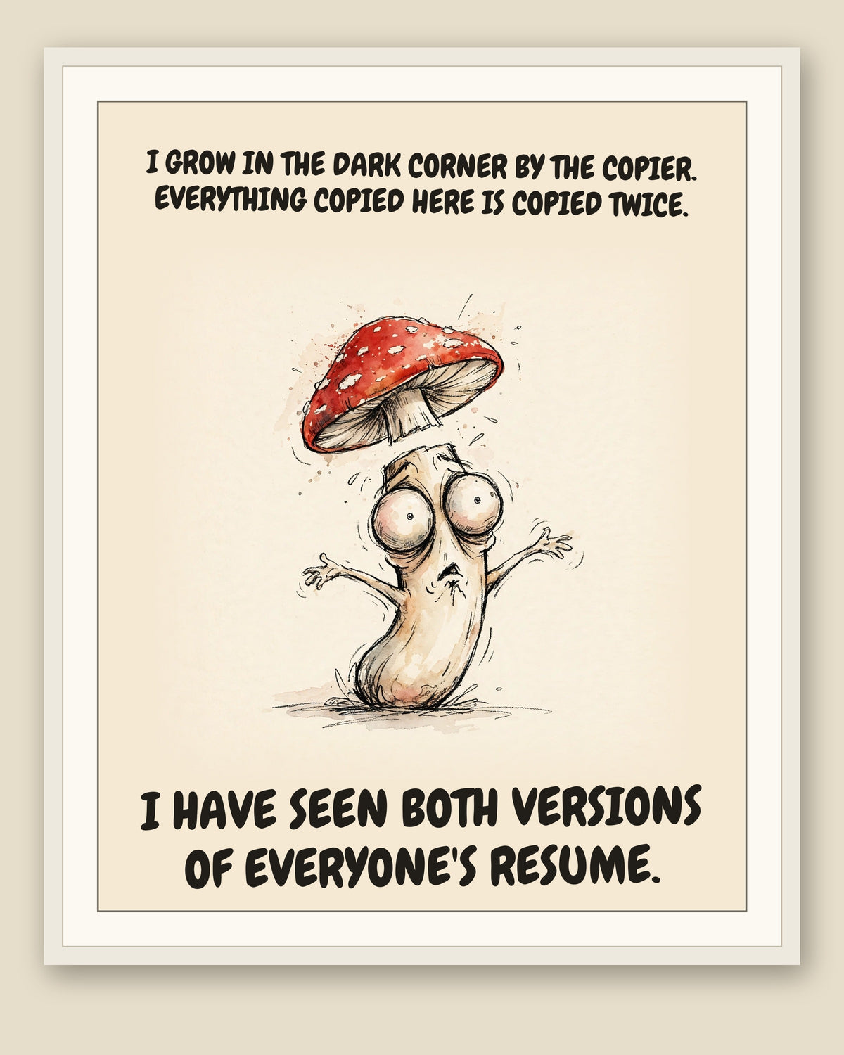 The same print shown framed with a cream mat — frame for display only, not included