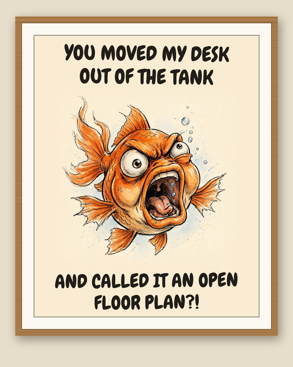 The same print shown framed with a cream mat — frame for display only, not included