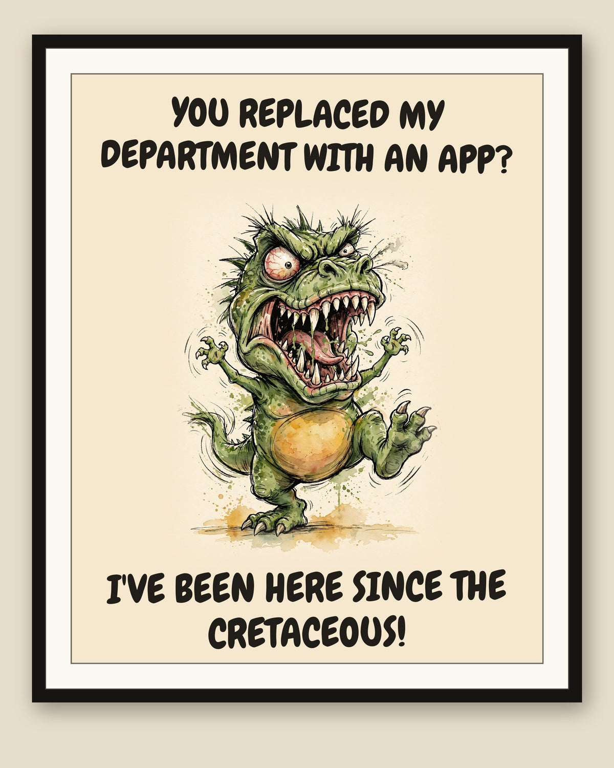 The same print shown framed with a cream mat — frame for display only, not included