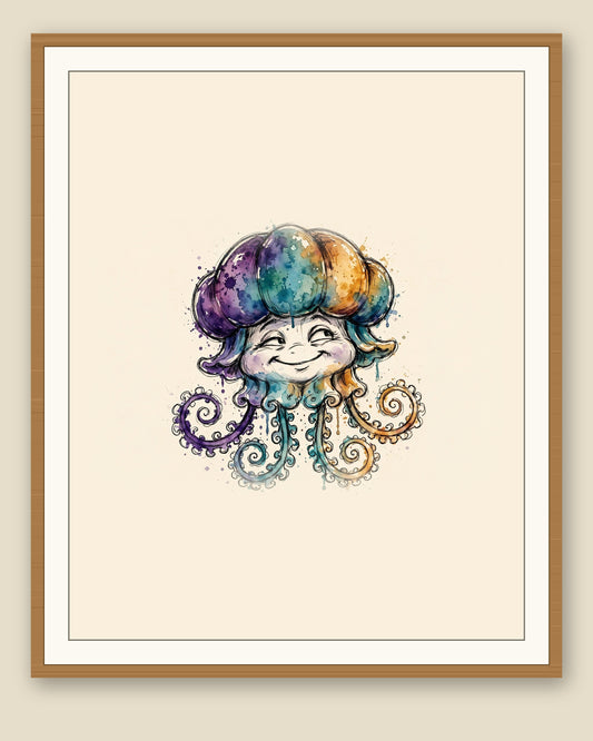 The same wordless print shown framed with a cream mat — frame for display only, not included