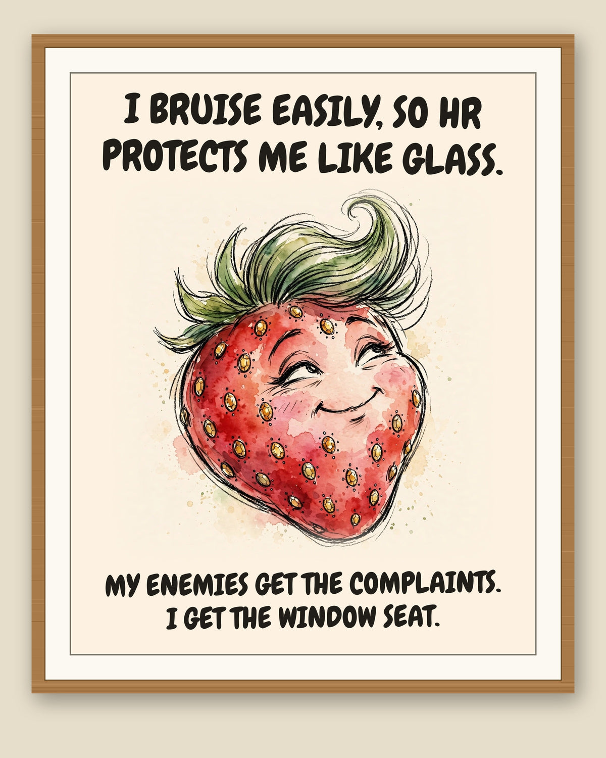 The same print shown framed with a cream mat — frame for display only, not included