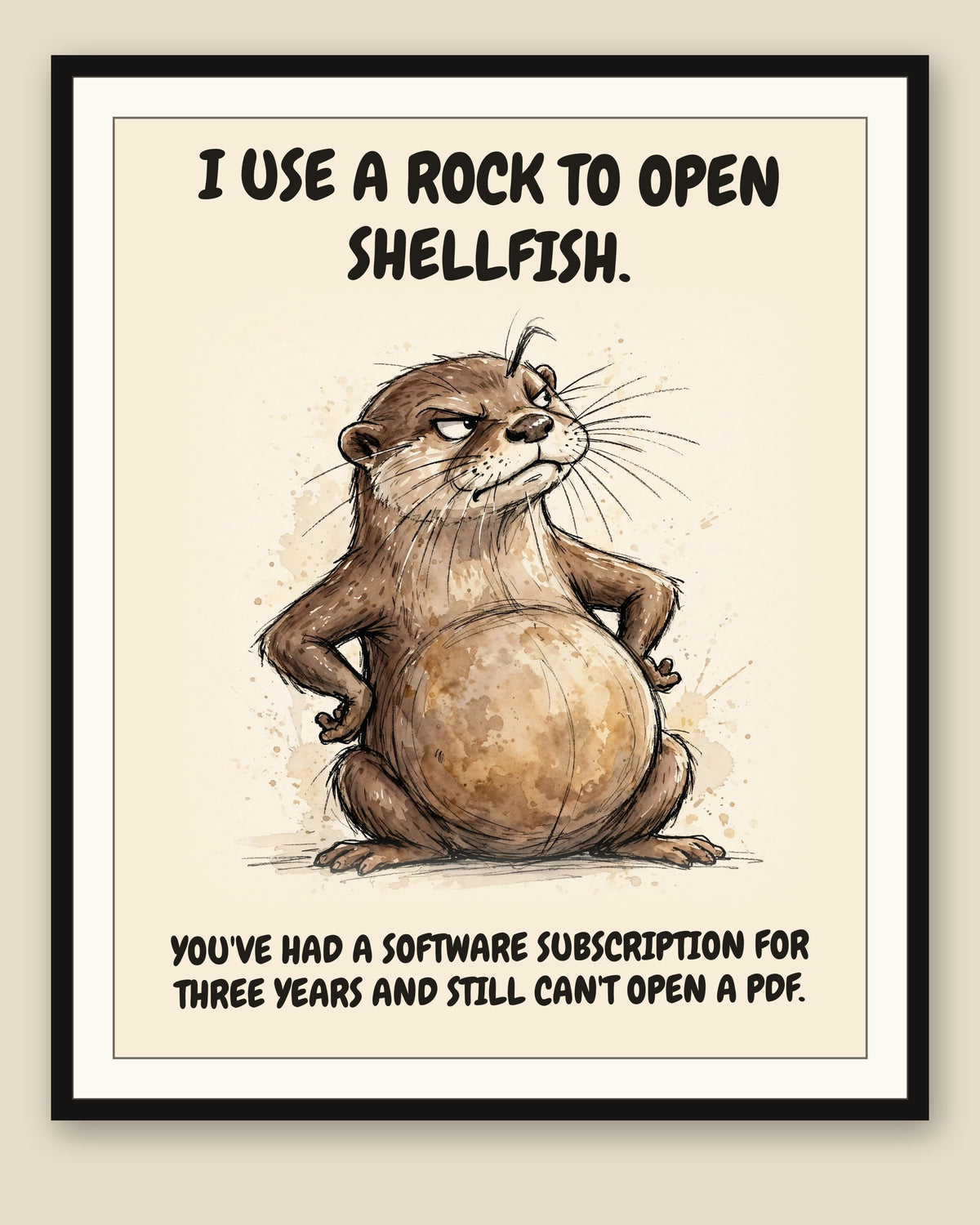 The same print shown framed with a cream mat — frame for display only, not included