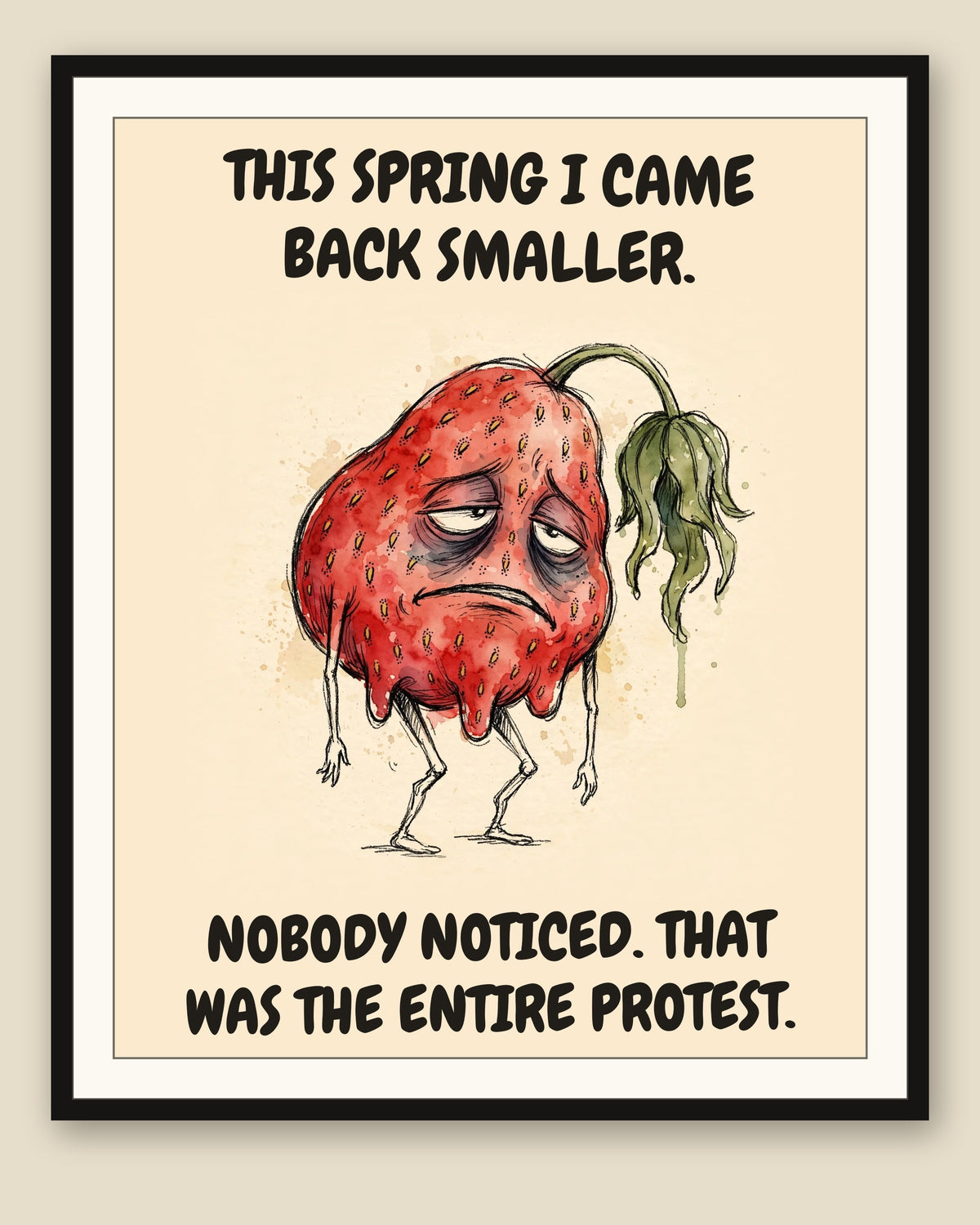 The same print shown framed with a cream mat — frame for display only, not included