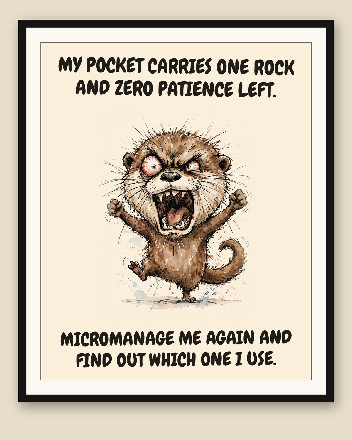 The same print shown framed with a cream mat — frame for display only, not included