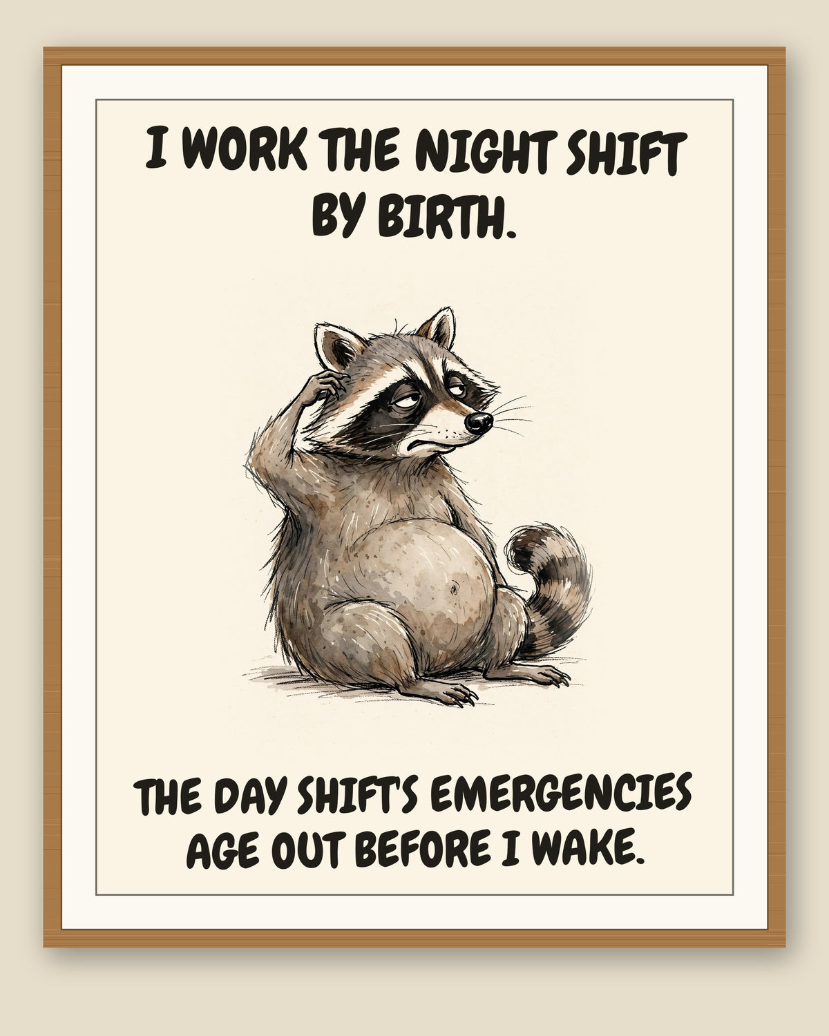 The same print shown framed with a cream mat — frame for display only, not included