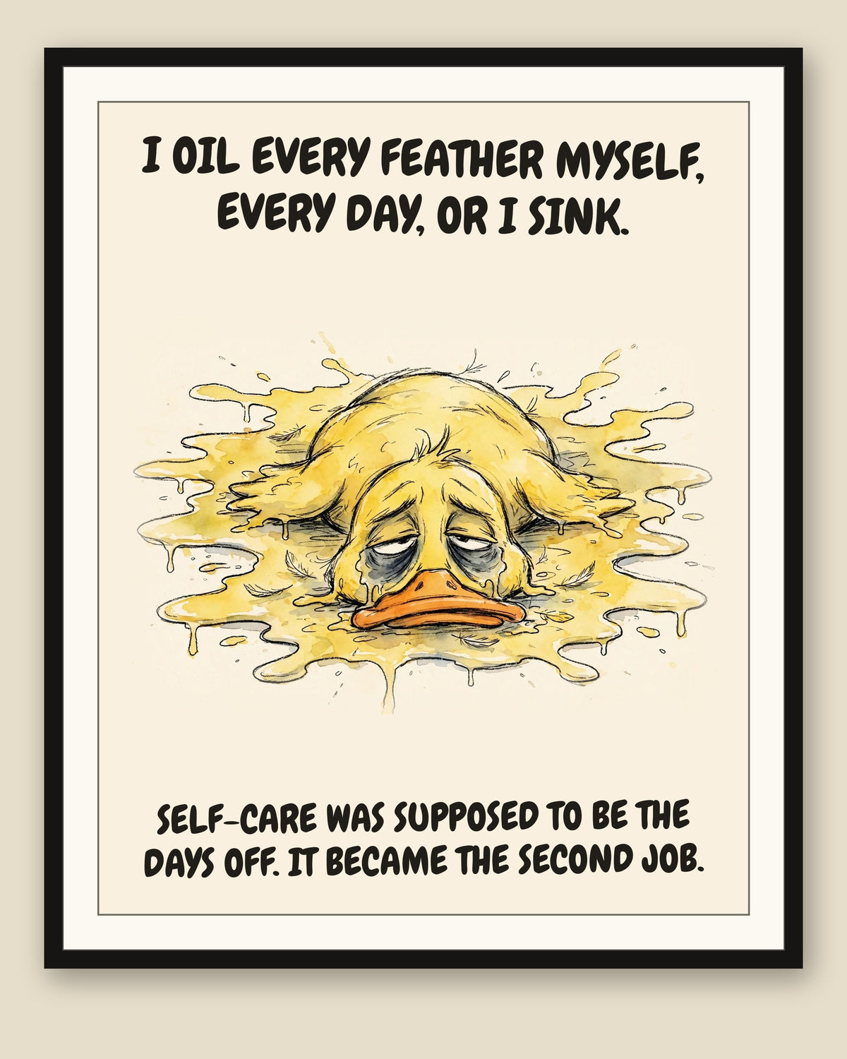 The same print shown framed with a cream mat — frame for display only, not included