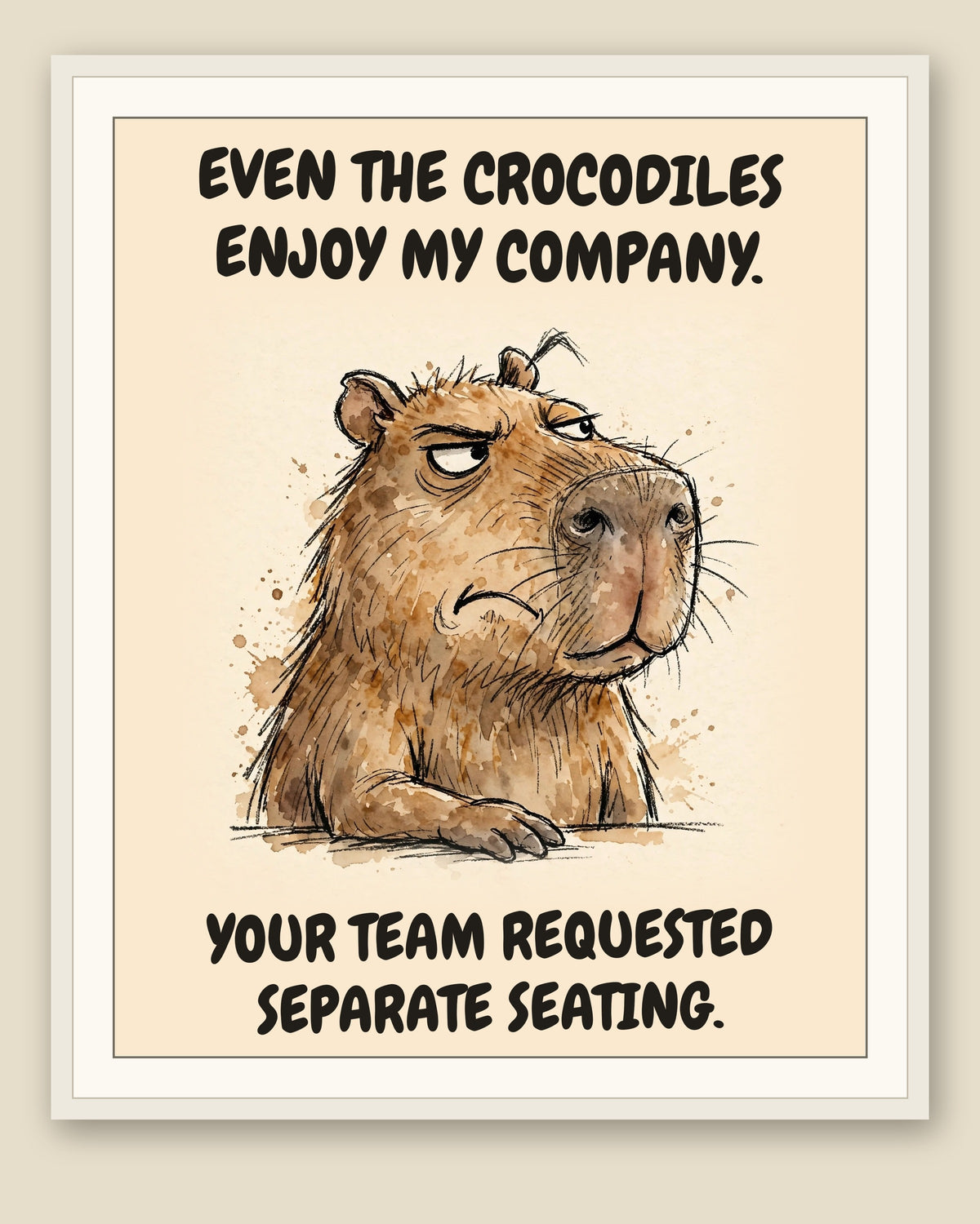 The same print shown framed with a cream mat — frame for display only, not included