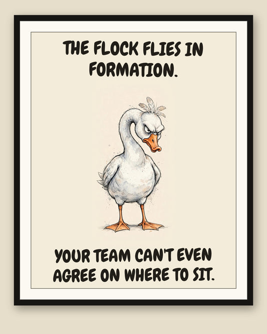 The same print shown framed with a cream mat — frame for display only, not included