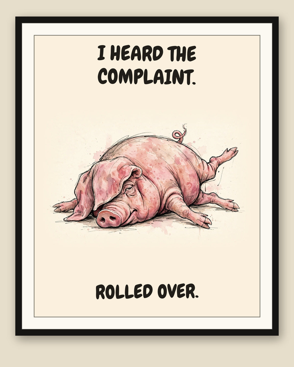 The same print shown framed with a cream mat — frame for display only, not included