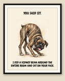 Framed display mockup — frame not included. Unbothered — The Kidney Bean Boxer art print.
