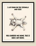 Framed display mockup — frame not included. Exhausted Siberian Husky art print.