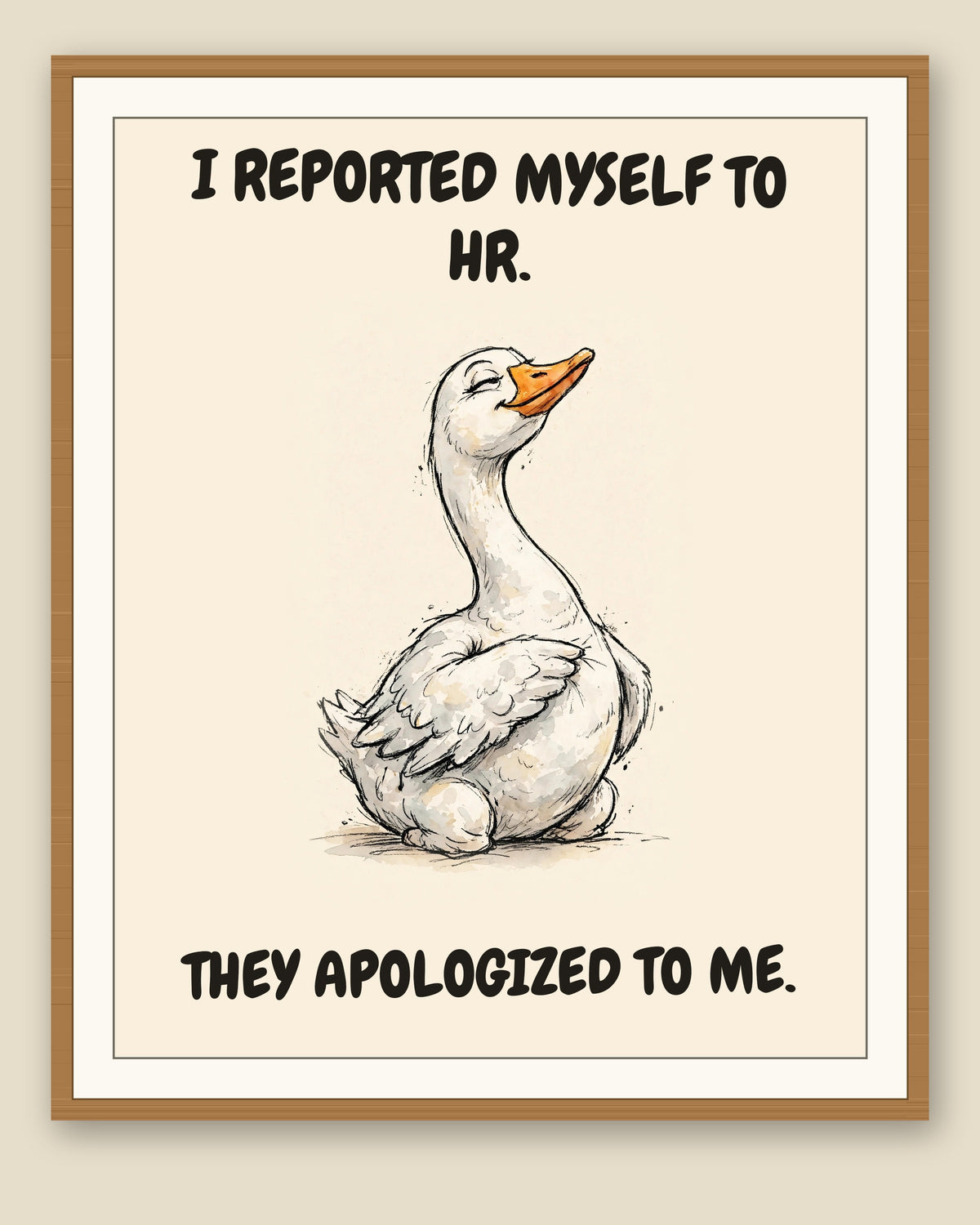 The same print shown framed with a cream mat — frame for display only, not included