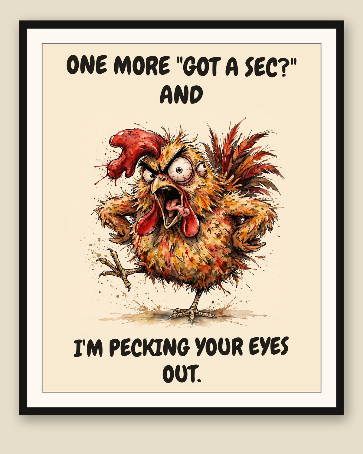 The same print shown framed with a cream mat — frame for display only, not included