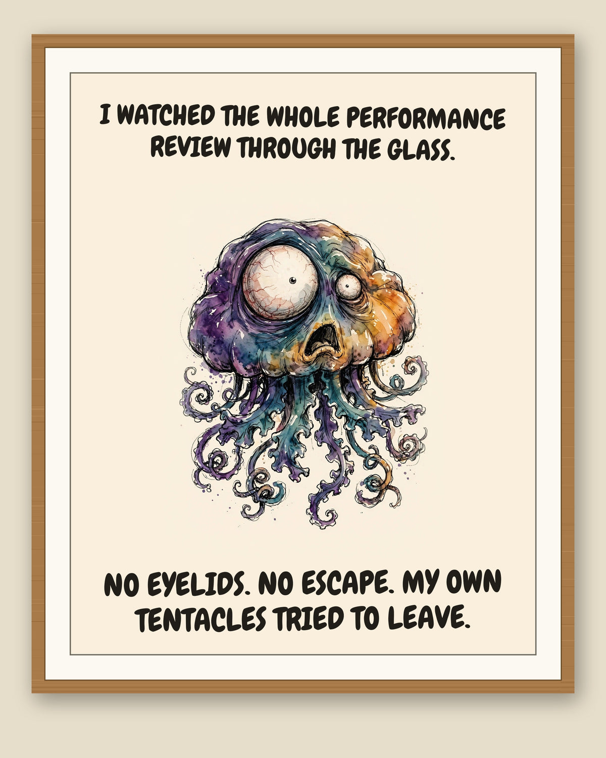 The same print shown framed with a cream mat — frame for display only, not included