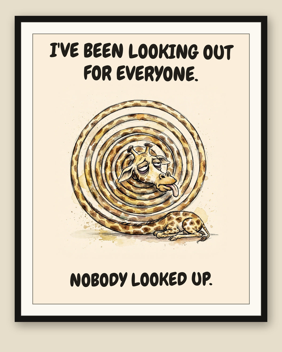 The same print shown framed with a cream mat — frame for display only, not included