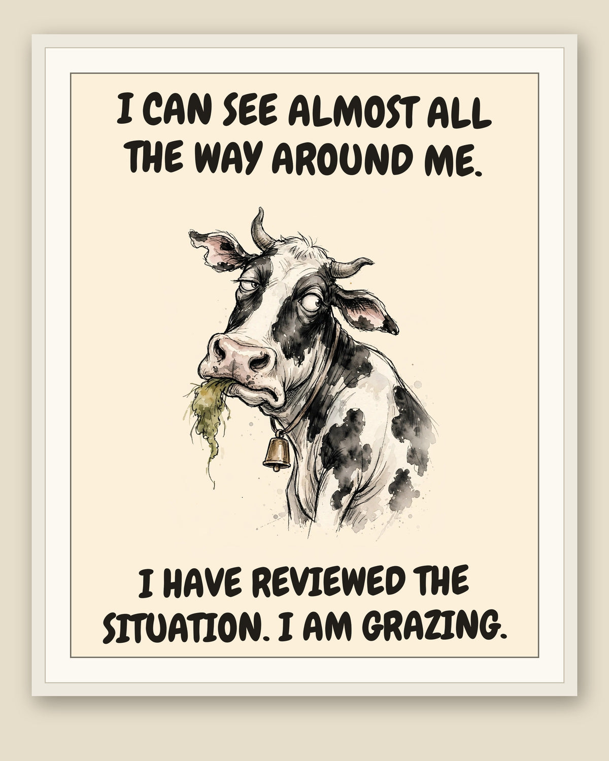 The same print shown framed with a cream mat — frame for display only, not included