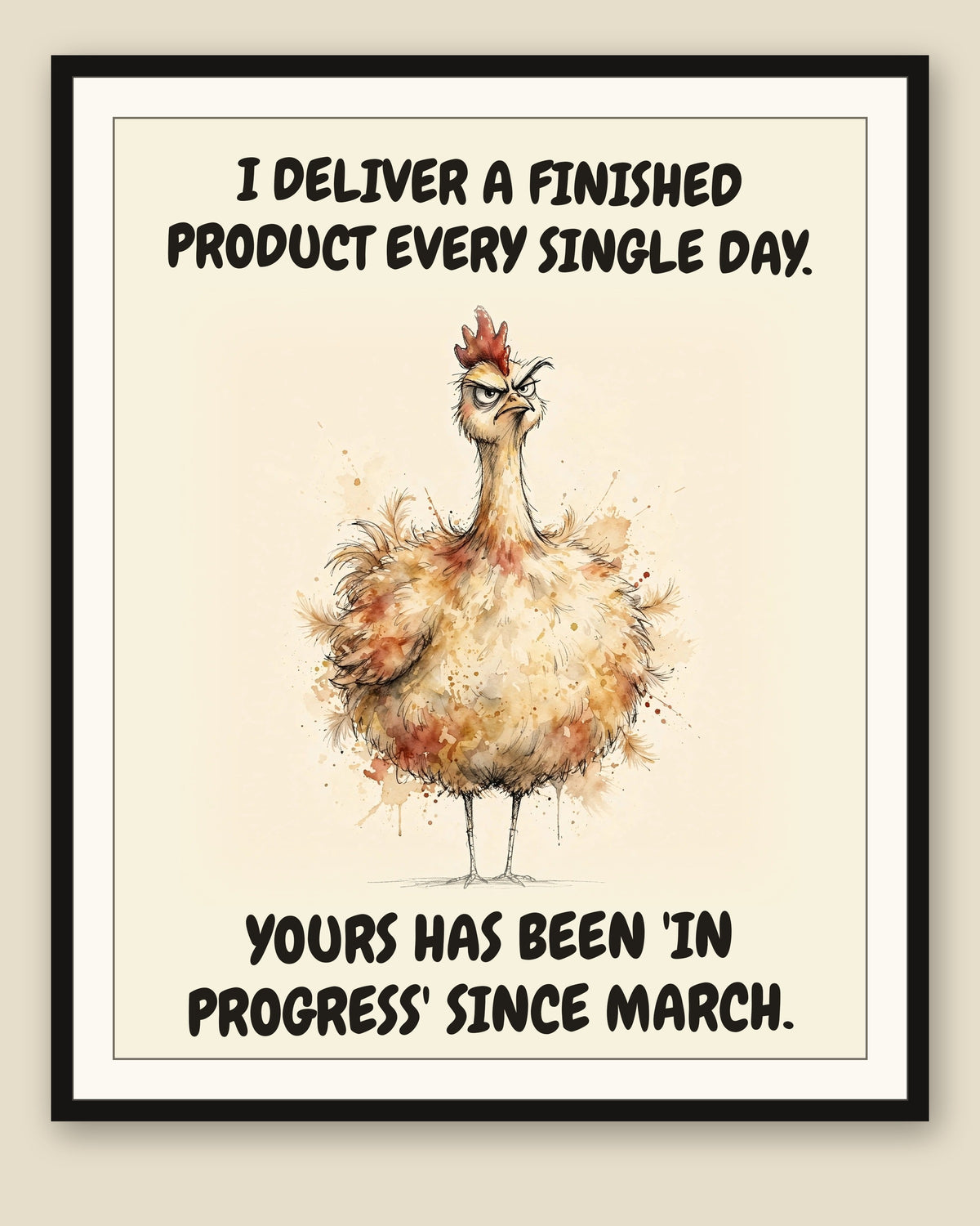 The same print shown framed with a cream mat — frame for display only, not included