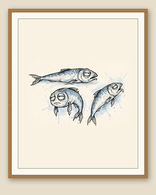 The same wordless print shown framed with a cream mat — frame for display only, not included