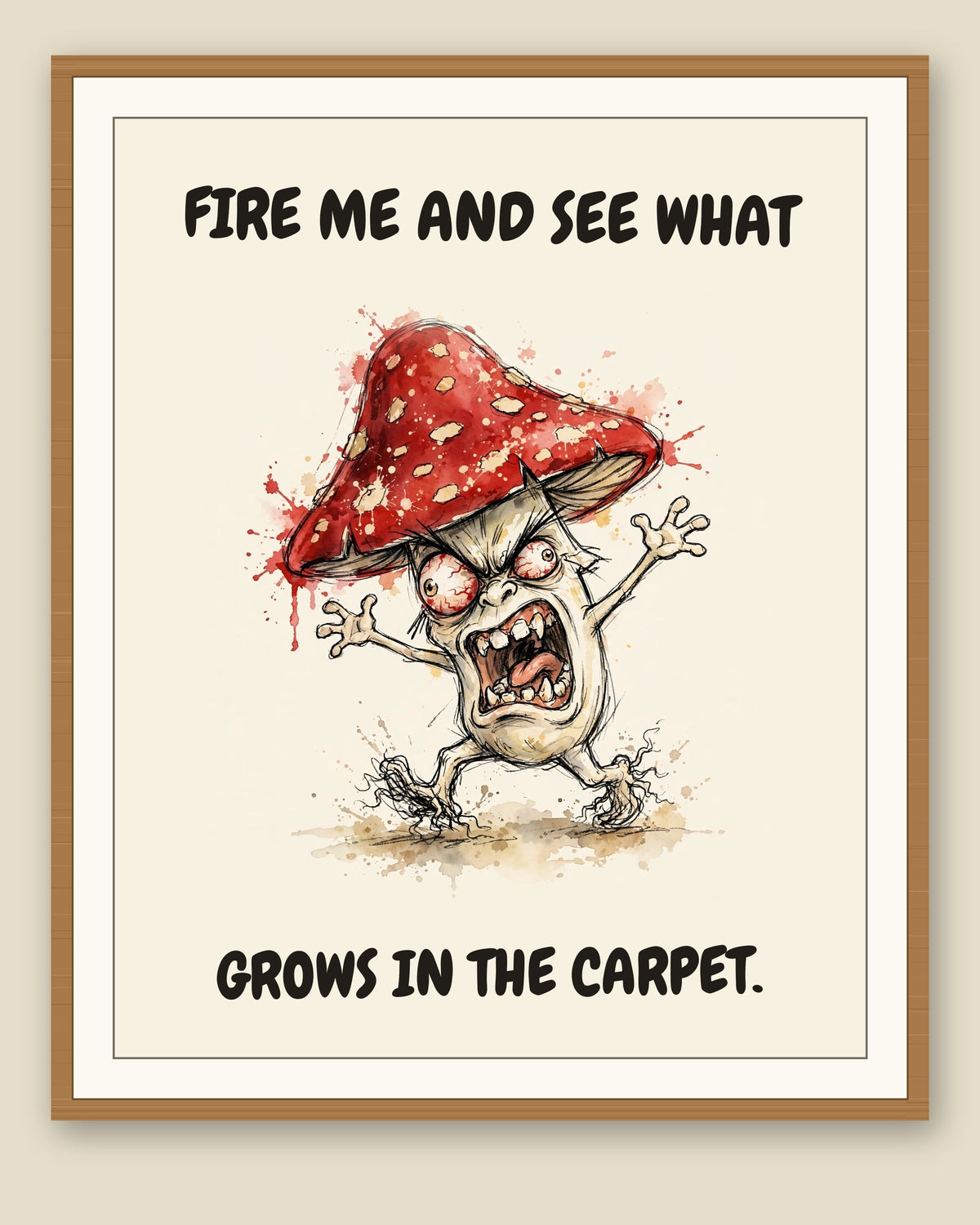 The same print shown framed with a cream mat — frame for display only, not included