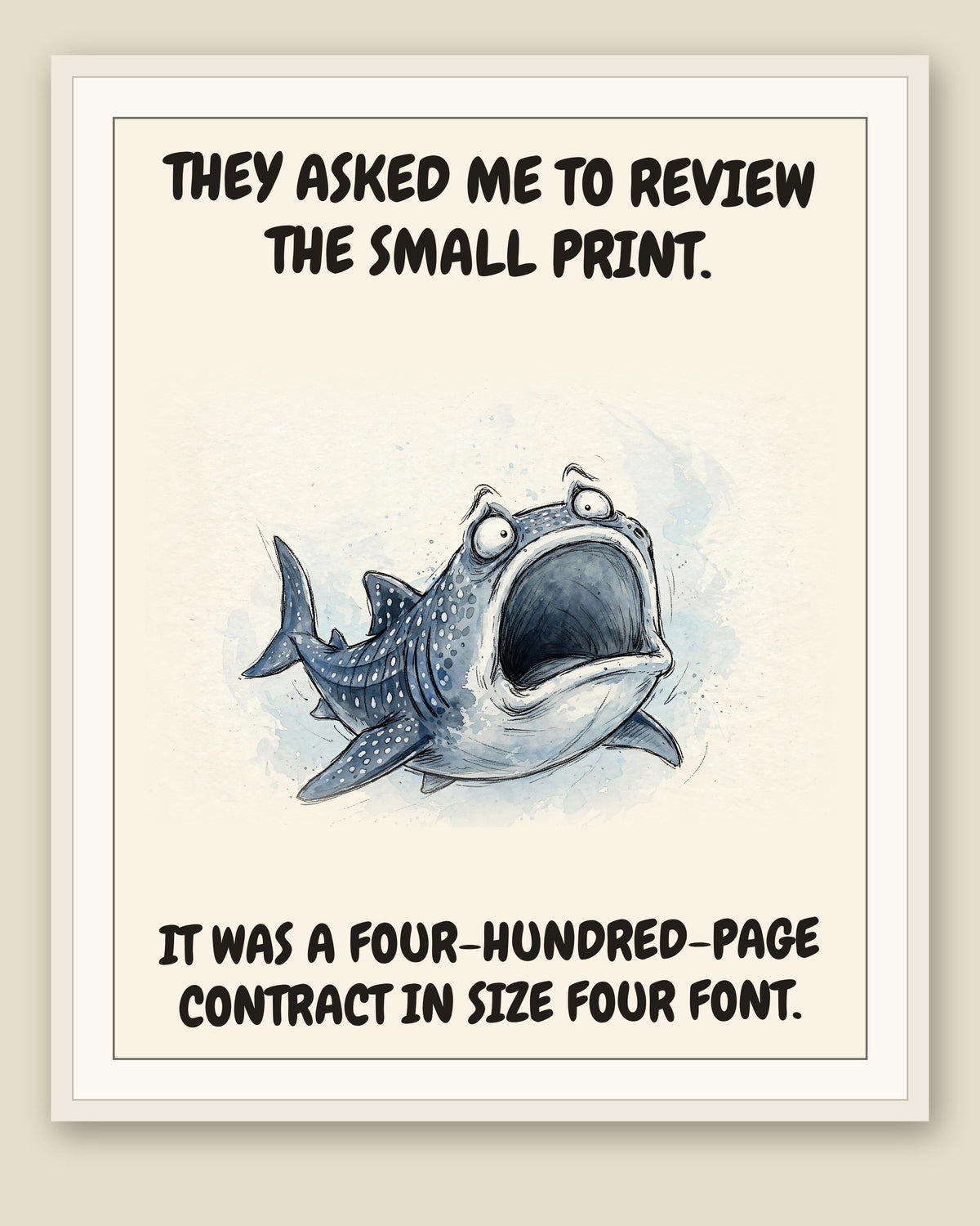 The same print shown framed with a cream mat — frame for display only, not included