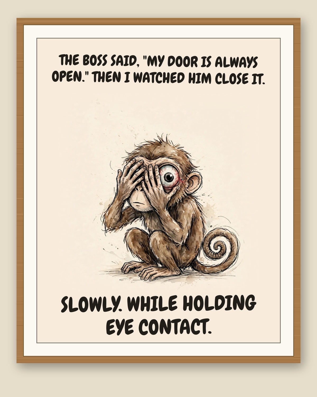 The same print shown framed with a cream mat — frame for display only, not included