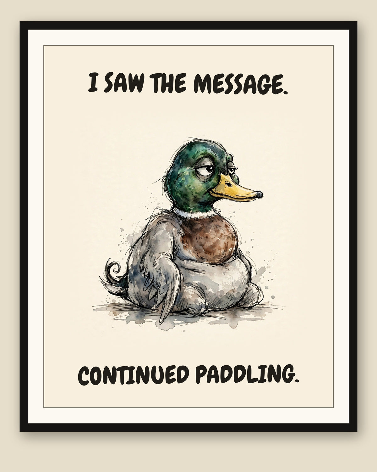 The same print shown framed with a cream mat — frame for display only, not included