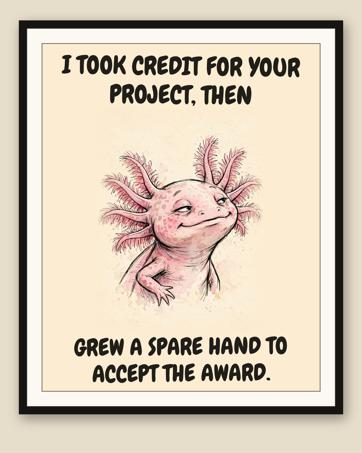 The same print shown framed with a cream mat — frame for display only, not included