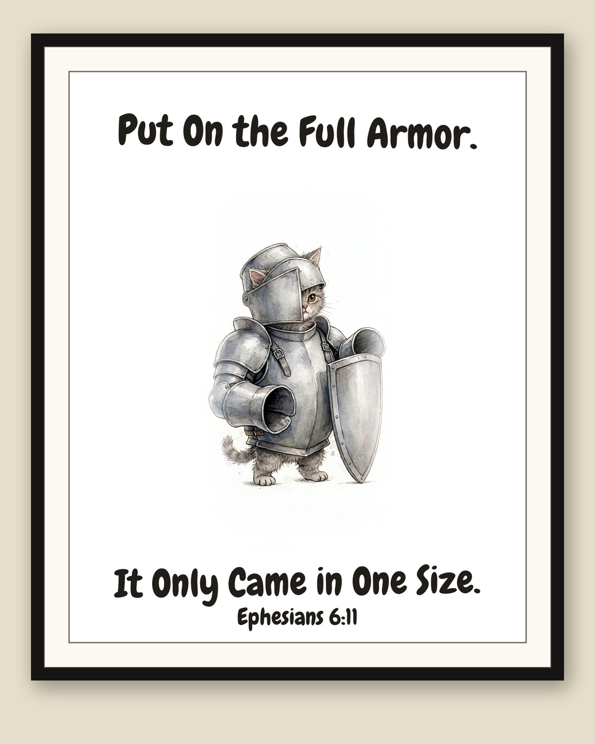 The same print shown framed with a cream mat — frame for display only, not included