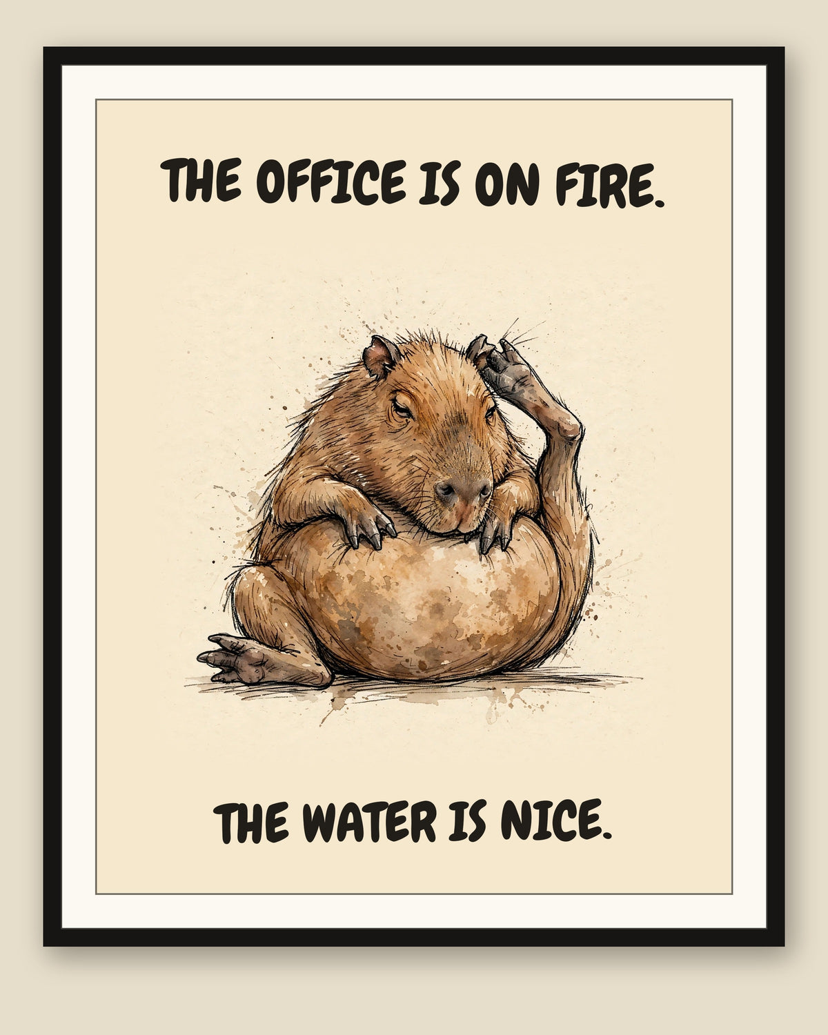 The same print shown framed with a cream mat — frame for display only, not included