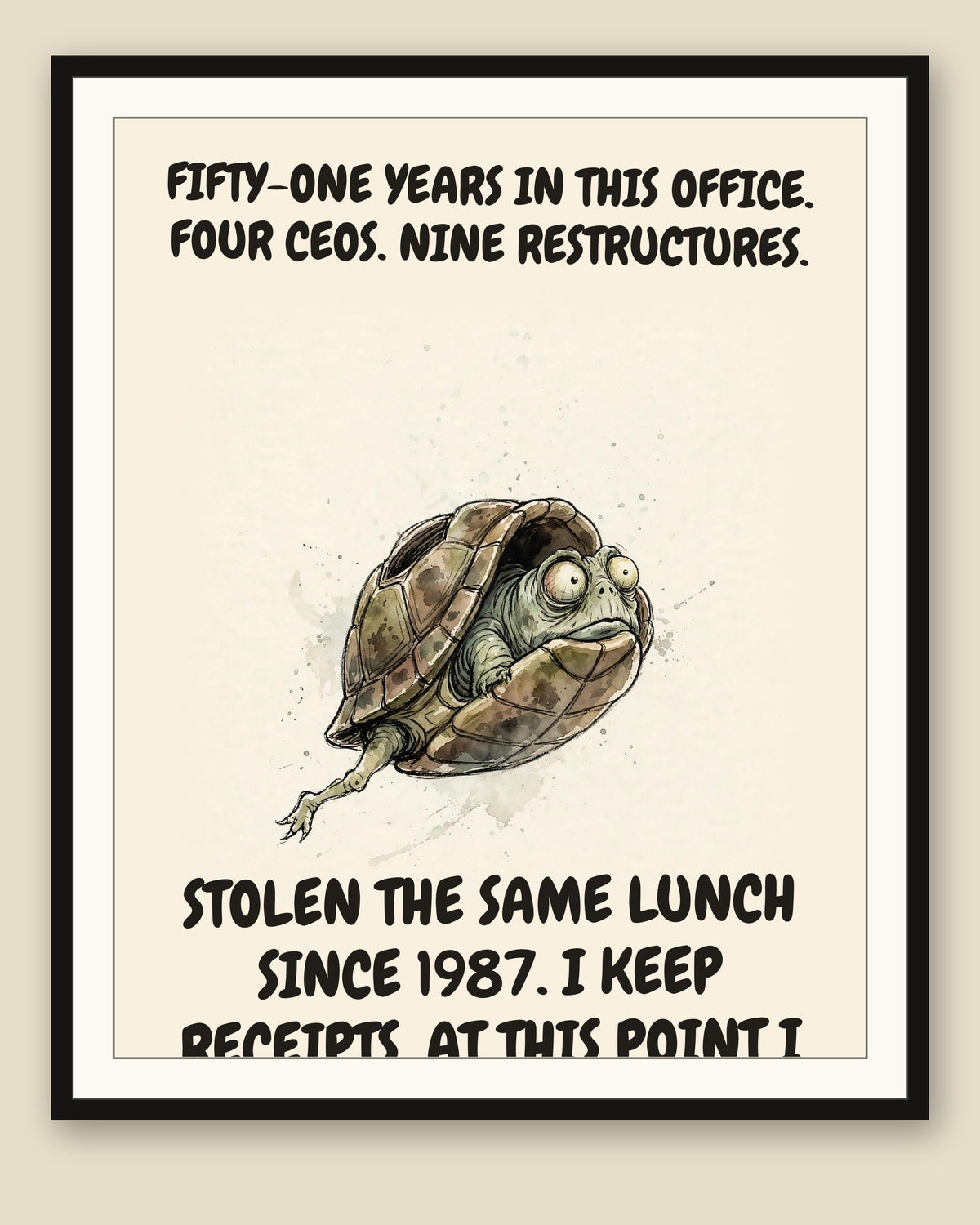 The same print shown framed with a cream mat — frame for display only, not included