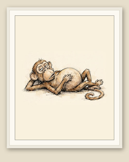 The same wordless print shown framed with a cream mat — frame for display only, not included
