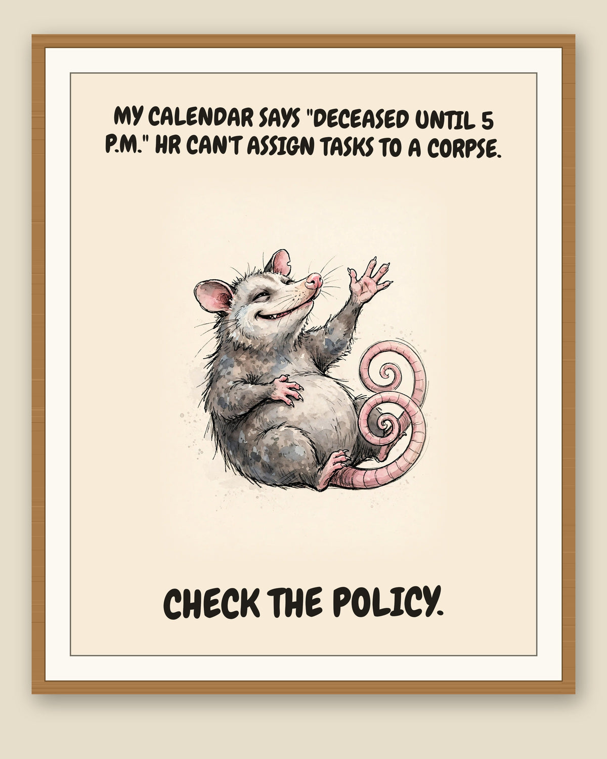 The same print shown framed with a cream mat — frame for display only, not included