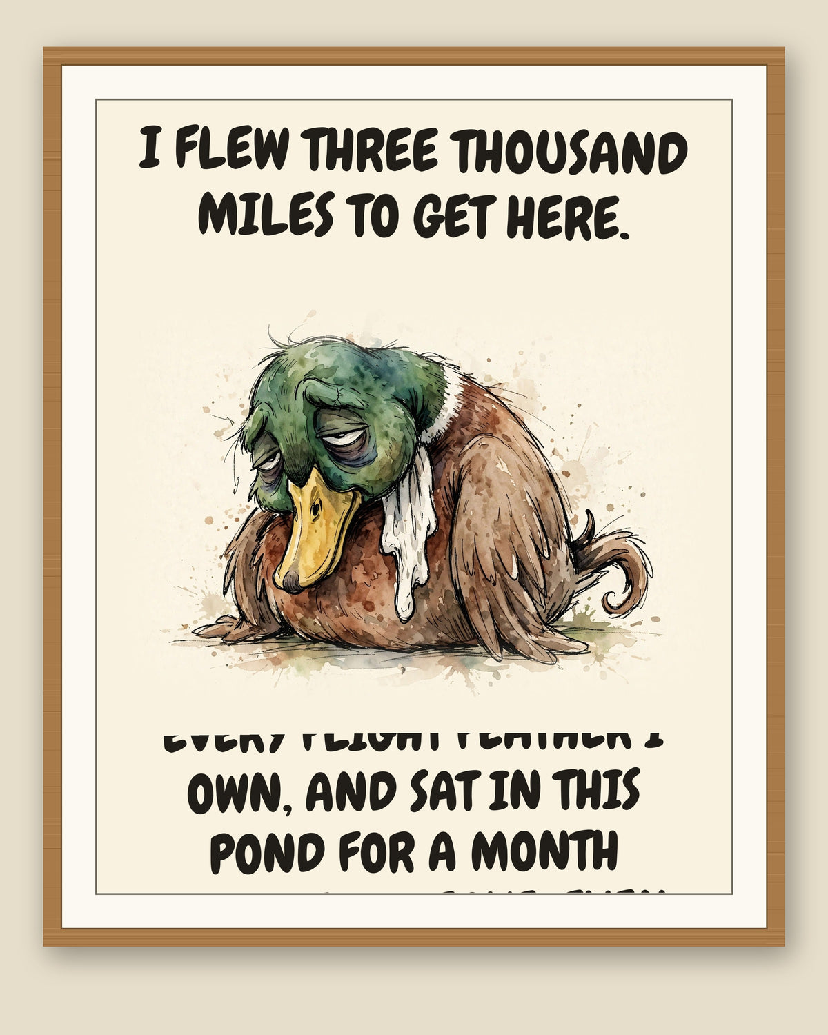 The same print shown framed with a cream mat — frame for display only, not included