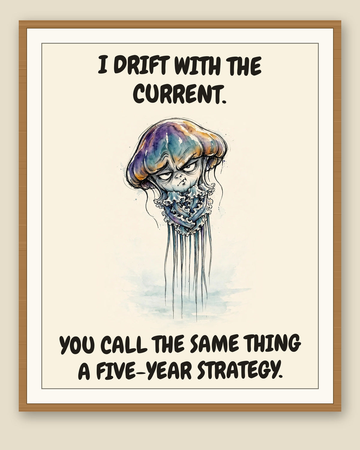 The same print shown framed with a cream mat — frame for display only, not included