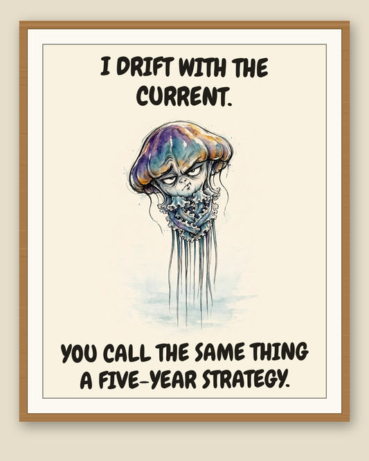 The same print shown framed with a cream mat — frame for display only, not included