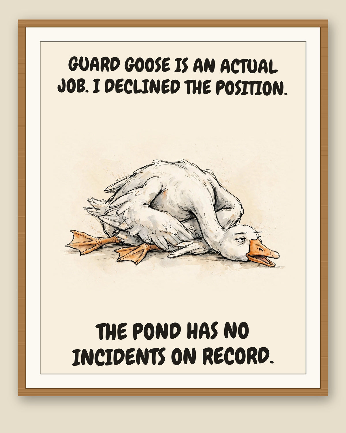 The same print shown framed with a cream mat — frame for display only, not included