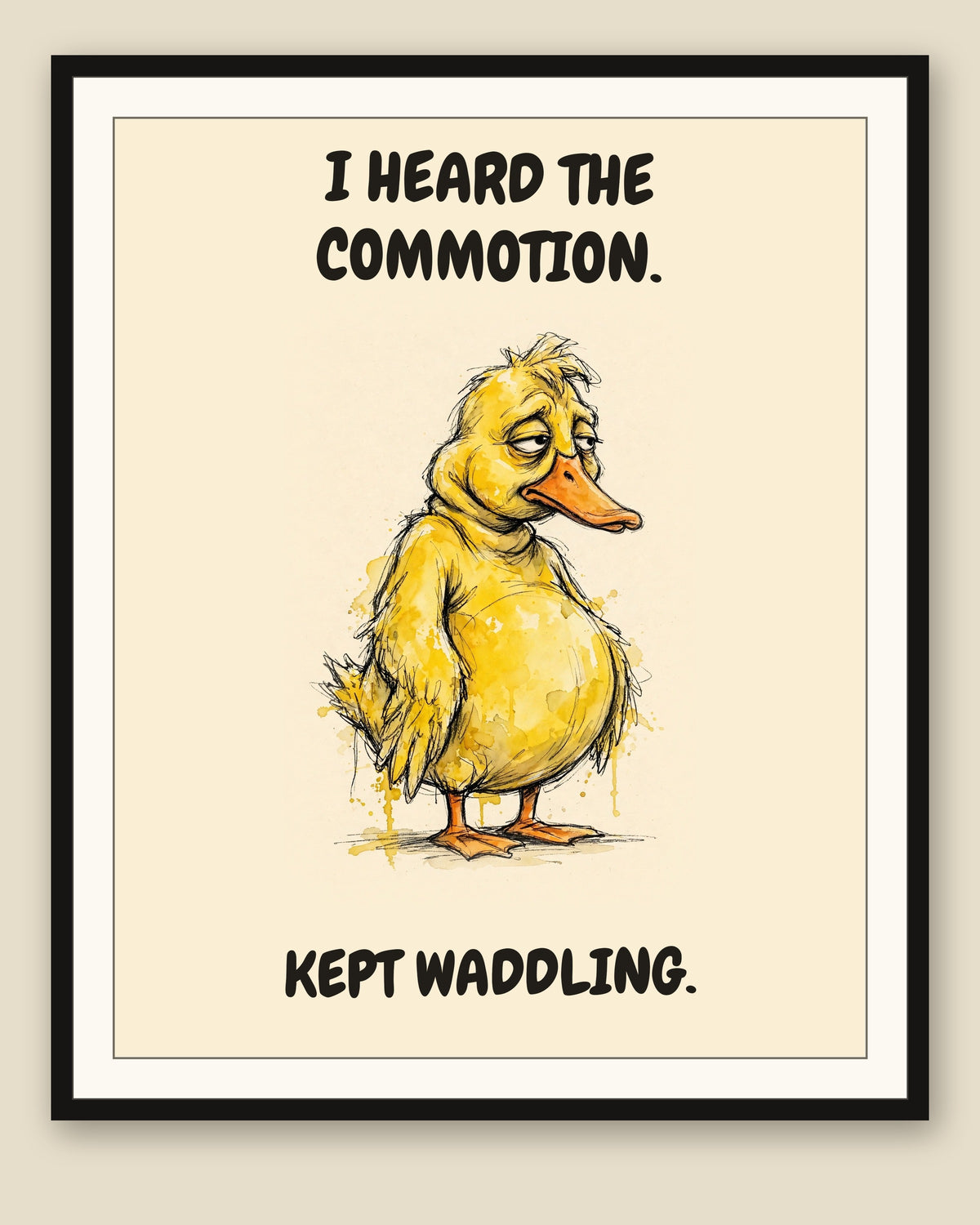 The same print shown framed with a cream mat — frame for display only, not included