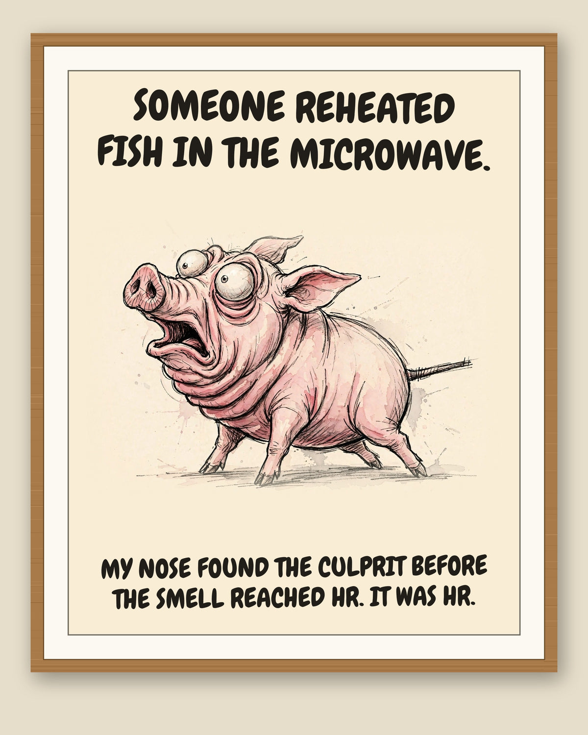 The same print shown framed with a cream mat — frame for display only, not included